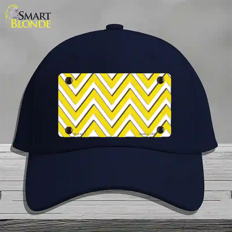 Yellow White Large Chevron Novelty License Plate Hat Cotton / Navy