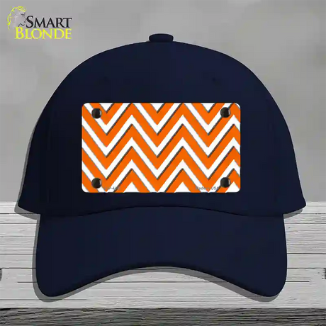 Orange White Large Chevron Novelty License Plate Hat Cotton / Navy