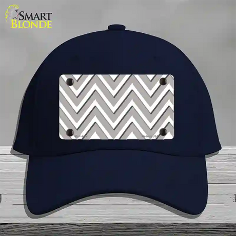 Grey White Large Chevron Novelty License Plate Hat Cotton / Navy