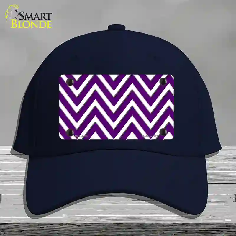 Purple White Large Chevron Novelty License Plate Hat Cotton / Navy