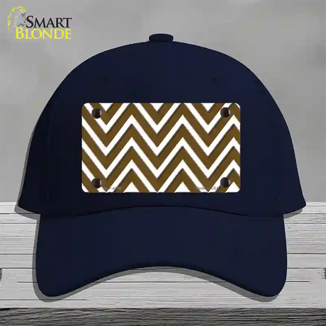 Brown White Large Chevron Novelty License Plate Hat Cotton / Navy