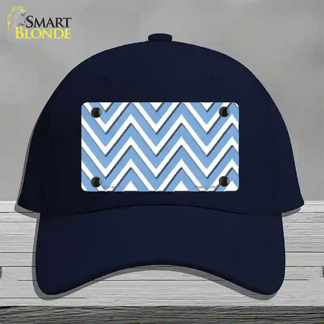 Light Blue White Large Chevron Novelty License Plate Hat Cotton / Navy