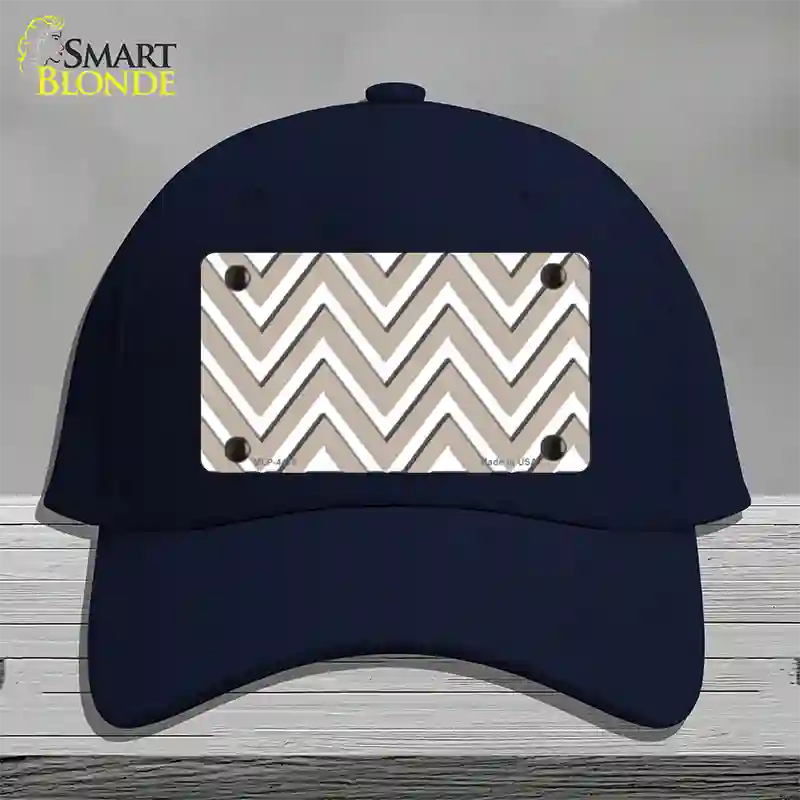 Tan White Large Chevron Novelty License Plate Hat Cotton / Navy