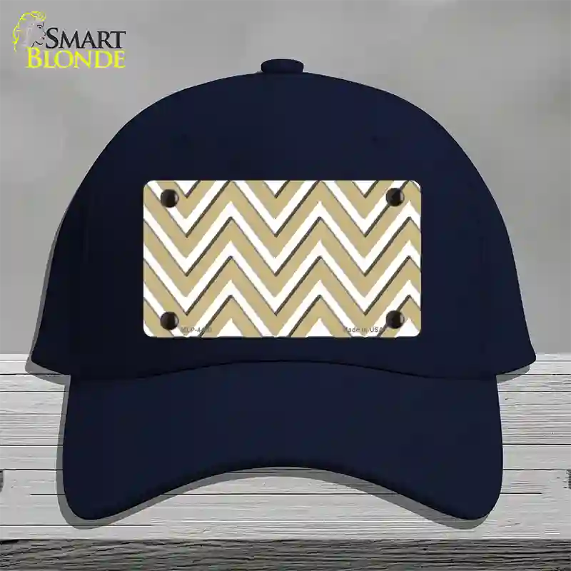 Gold White Large Chevron Novelty License Plate Hat Cotton / Navy