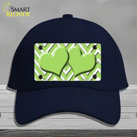 Lime Green White Large Chevron Lime Green Center Hearts Novelty License Plate Hat Cotton / Navy