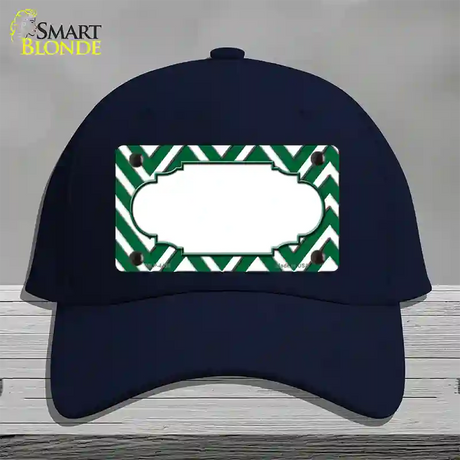 Green White Large Chevron Center Scallop Novelty License Plate Hat Cotton / Navy