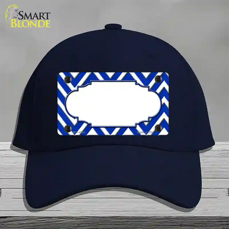 Blue White Large Chevron Center Scallop Novelty License Plate Hat Cotton / Navy