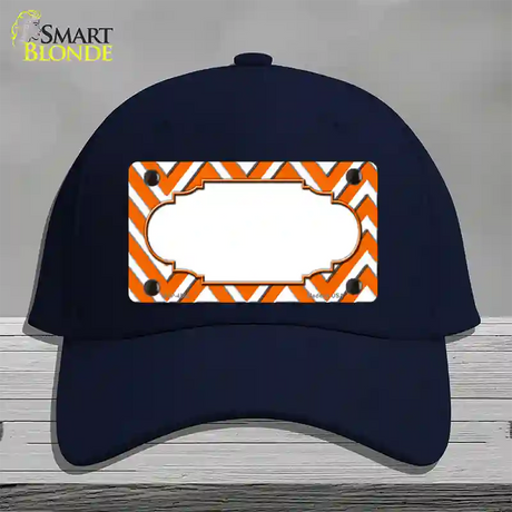 Orange White Large Chevron Center Scallop Novelty License Plate Hat Cotton / Navy