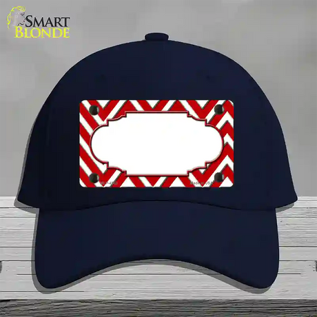 Red White Large Chevron Center Scallop Novelty License Plate Hat Cotton / Navy