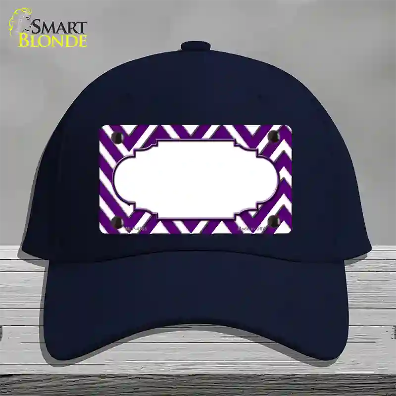 Purple White Large Chevron Center Scallop Novelty License Plate Hat Cotton / Navy