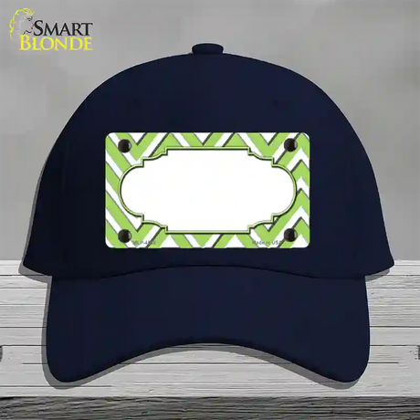 Lime Green White Large Chevron Center Scallop Novelty License Plate Hat Cotton / Navy