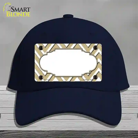 Gold White Large Chevron Center Scallop Novelty License Plate Hat Cotton / Navy