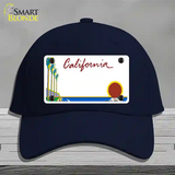 California Palm Trees State Blank Novelty License Plate Hat Cotton / Navy