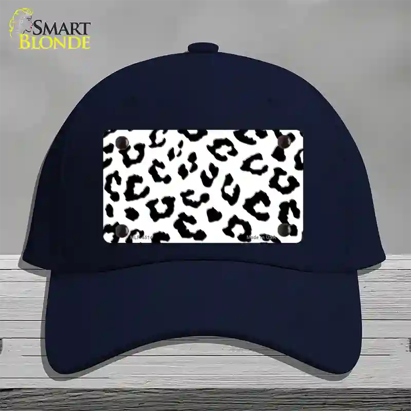 White Black Cheetah Novelty License Plate Hat Cotton / Navy