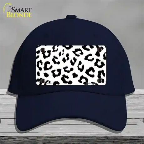 White Black Cheetah Novelty License Plate Hat Cotton / Navy