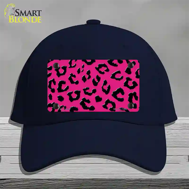 Pink Black Cheetah Novelty License Plate Hat Cotton / Navy