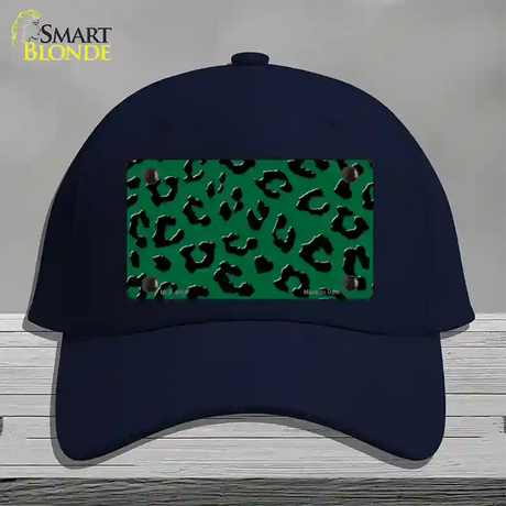 Green Black Cheetah Novelty License Plate Hat Cotton / Navy