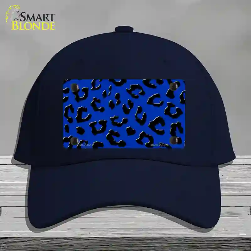 Blue Black Cheetah Novelty License Plate Hat Cotton / Navy