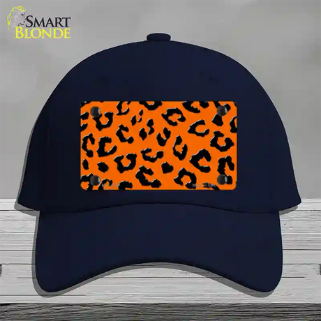 Orange Black Cheetah Novelty License Plate Hat Cotton / Navy