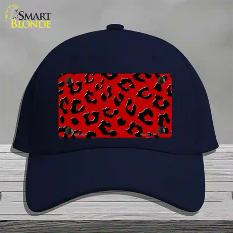 Red Black Cheetah Novelty License Plate Hat Cotton / Navy