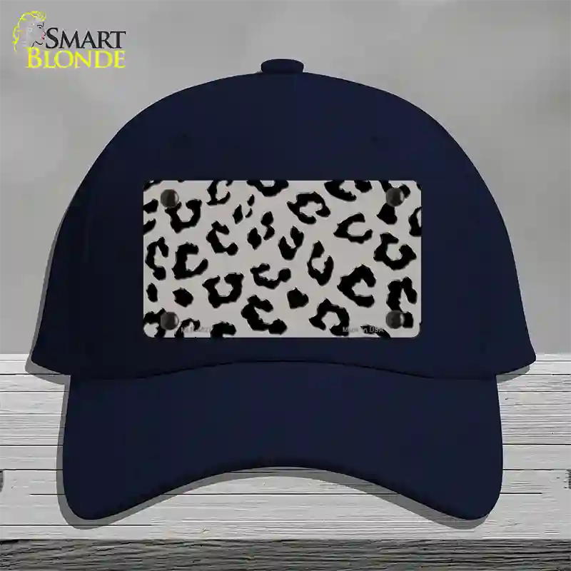 Grey Black Cheetah Novelty License Plate Hat Cotton / Navy