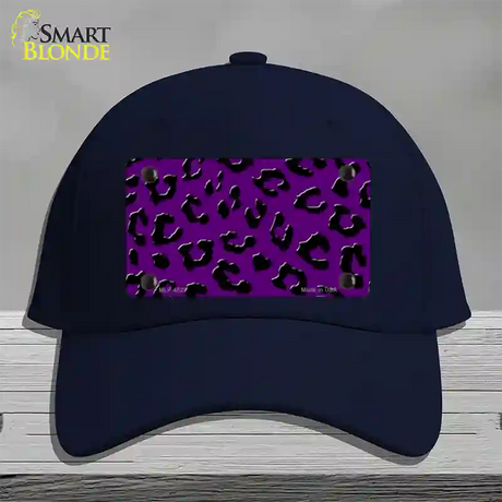 Purple Black Cheetah Novelty License Plate Hat Cotton / Navy