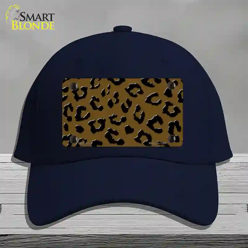 Brown Black Cheetah Novelty License Plate Hat Cotton / Navy