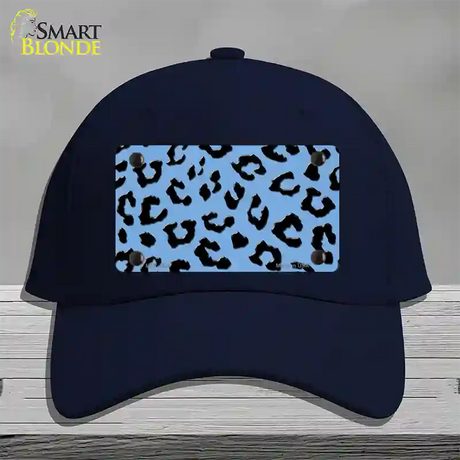 Light Blue Black Cheetah Novelty License Plate Hat Cotton / Navy