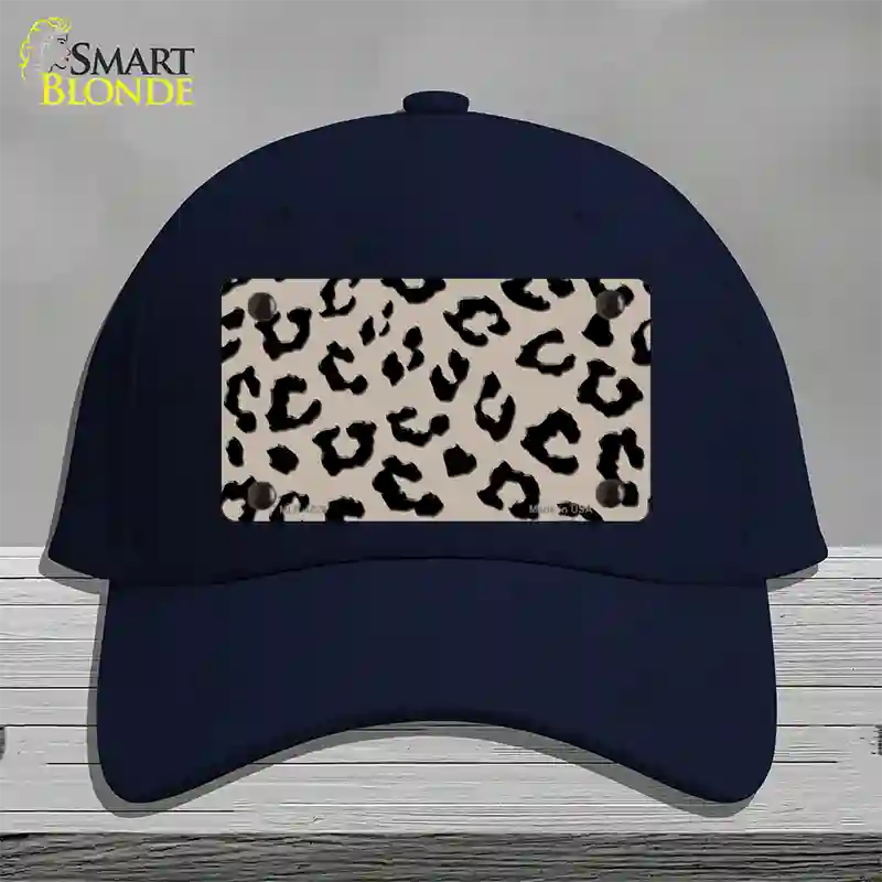 Tan Black Cheetah Novelty License Plate Hat Cotton / Navy