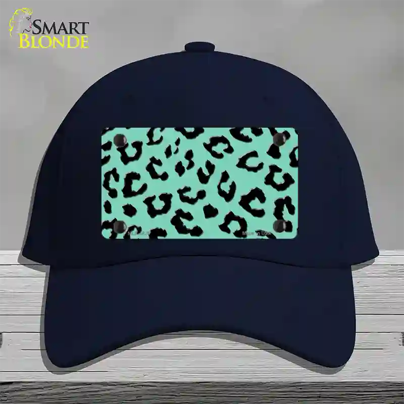 Mint Black Cheetah Novelty License Plate Hat Cotton / Navy