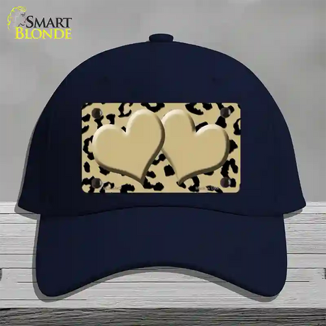 Gold Black Cheetah Gold Center Hearts Novelty License Plate Hat Cotton / Navy