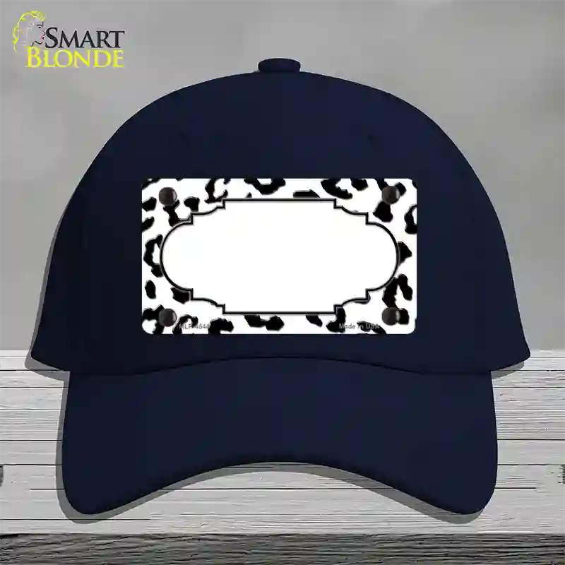 White Black Cheetah Scallop Novelty License Plate Hat Cotton / Navy