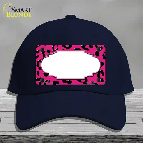 Pink Black Cheetah Scallop Novelty License Plate Hat Cotton / Navy