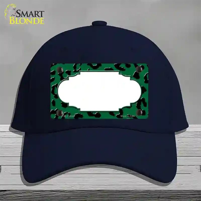 Green Black Cheetah Scallop Novelty License Plate Hat Cotton / Navy