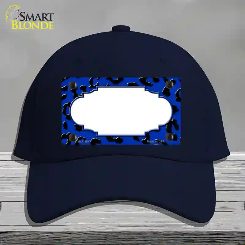 Blue Black Cheetah Scallop Novelty License Plate Hat Cotton / Navy