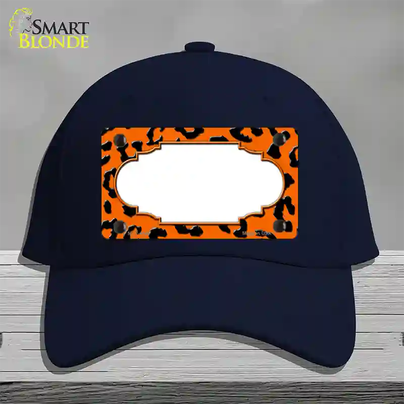 Orange Black Cheetah Scallop Novelty License Plate Hat Cotton / Navy