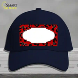 Red Black Cheetah Scallop Novelty License Plate Hat Cotton / Navy