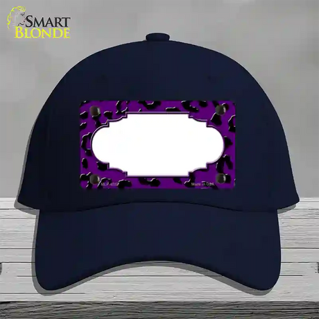 Purple Black Cheetah Scallop Novelty License Plate Hat Cotton / Navy