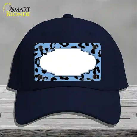 Light Blue Black Cheetah Scallop Novelty License Plate Hat Cotton / Navy