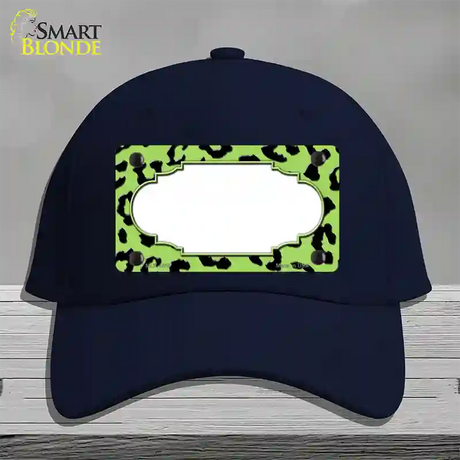 Lime Green Black Cheetah Scallop Novelty License Plate Hat Cotton / Navy