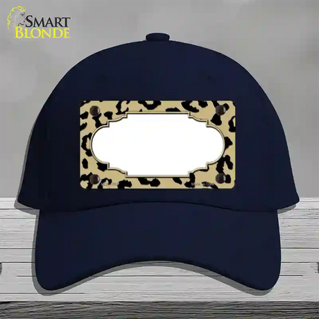 Gold Black Cheetah Scallop Novelty License Plate Hat Cotton / Navy