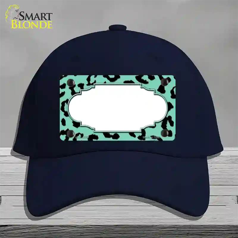 Mint Black Cheetah Scallop Novelty License Plate Hat Cotton / Navy