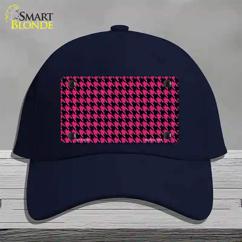 Pink Black Houndstooth Novelty License Plate Hat Cotton / Navy