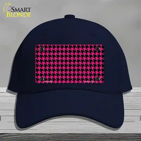 Pink Black Houndstooth Novelty License Plate Hat Cotton / Navy