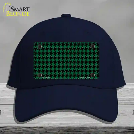 Green Black Houndstooth Novelty License Plate Hat Cotton / Navy