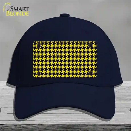 Yellow Black Houndstooth Novelty License Plate Hat Cotton / Navy