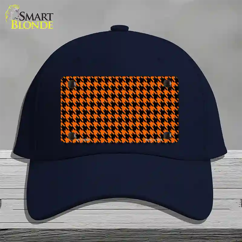 Orange Black Houndstooth Novelty License Plate Hat Cotton / Navy