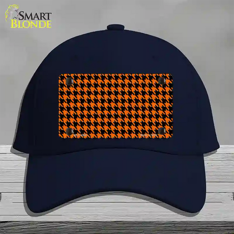 Orange Black Houndstooth Novelty License Plate Hat Cotton / Navy