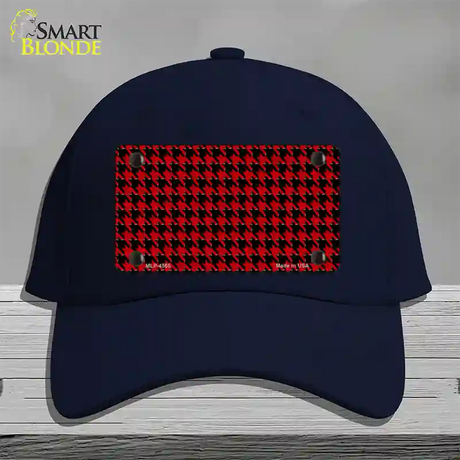 Red Black Houndstooth Novelty License Plate Hat Cotton / Navy