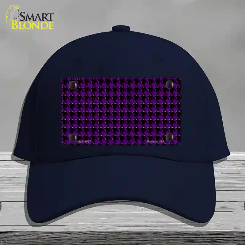 Purple Black Houndstooth Novelty License Plate Hat Cotton / Navy